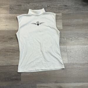 Harley-Davidson Sleeveless Mock Neck Top Womens XL White Biker Tank